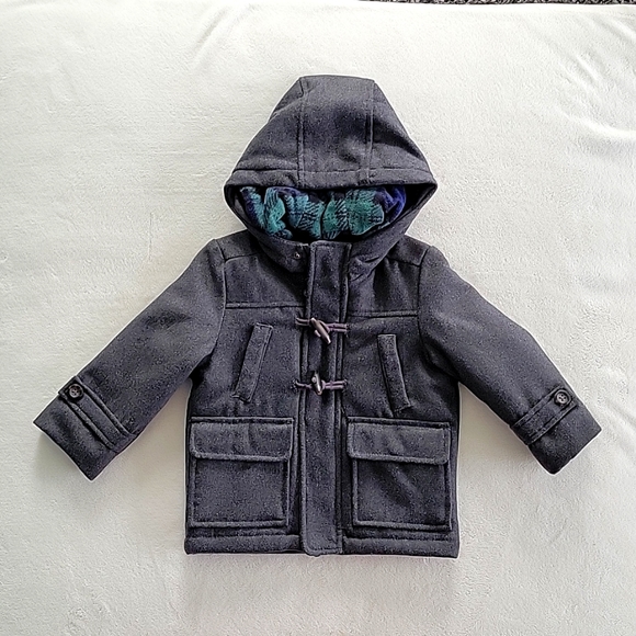 Carter's 2T faux wool hooded toggle pea coat grey - Picture 1 of 4